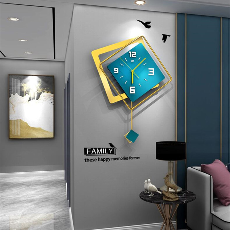 Luxury Lifestyle Living - 3D Nordic square Swing Wall Clock