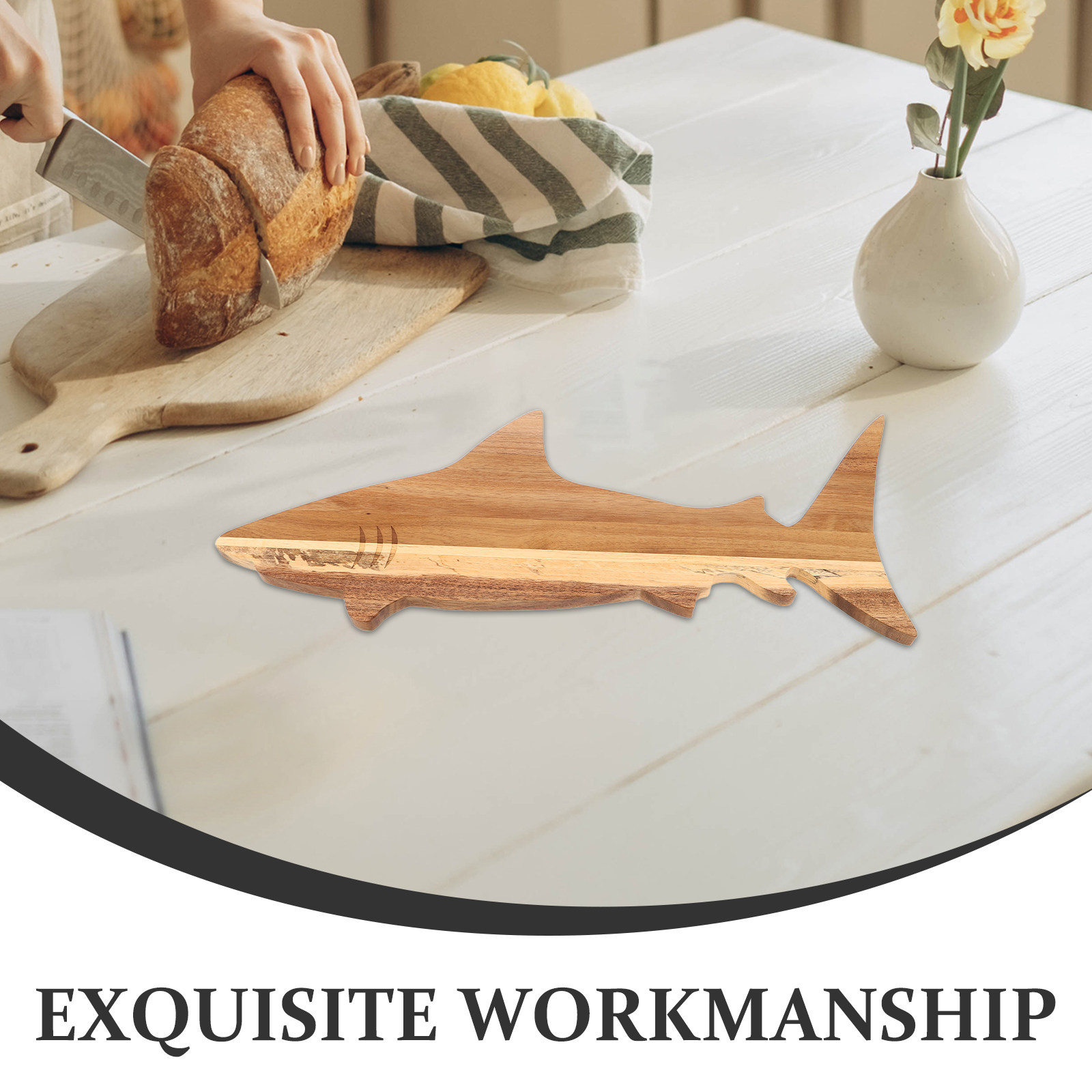 Shark Appetizer Plate Acacia W - đánh giá và giá Wooden Serving Tray